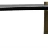 LIVING ROOM Noir Tabu Coffee Table, Brass Finished Legs With Ebony Walnut Top