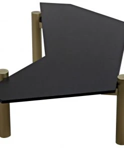 LIVING ROOM Noir Tabu Coffee Table, Brass Finished Legs With Ebony Walnut Top