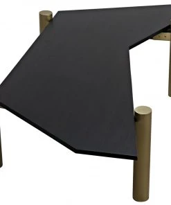 LIVING ROOM Noir Tabu Coffee Table, Brass Finished Legs With Ebony Walnut Top