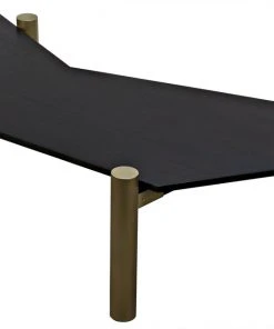 LIVING ROOM Noir Tabu Coffee Table, Brass Finished Legs With Ebony Walnut Top
