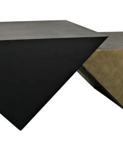 Noir Amboss Coffee Table, Black Metal, Aged Brass Finish