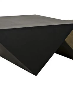 Noir Amboss Coffee Table, Black Metal, Aged Brass Finish