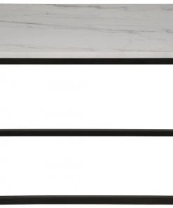 Noir Manning Coffee Table, Black Metal With Quartz Top LIVING ROOM