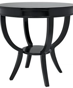 Side & End Tables Noir QS Scheffield Round End Table, Black