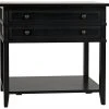 Noir Colonial 2-Drawer Side Table, Distressed Black