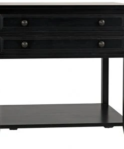 Noir Colonial 2-Drawer Side Table, Distressed Black