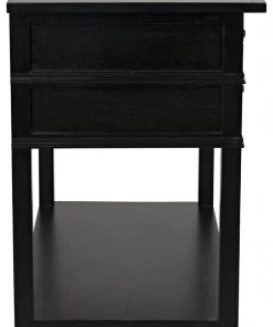 Noir Colonial 2-Drawer Side Table, Distressed Black