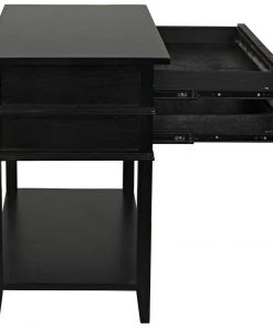 Noir Colonial 2-Drawer Side Table, Distressed Black