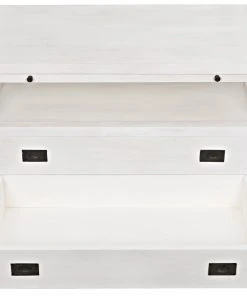 Noir 2-Drawer Side Table With Sliding Tray, White Wash Side & End Tables