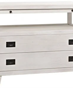 Noir 2-Drawer Side Table With Sliding Tray, White Wash Side & End Tables