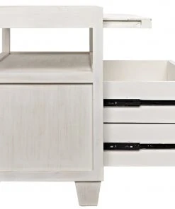 Noir 2-Drawer Side Table With Sliding Tray, White Wash Side & End Tables