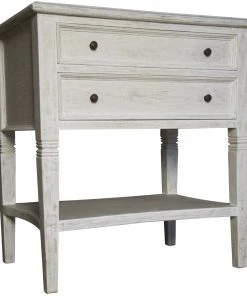 Noir QS Oxford 2-Drawer Side Table, White Wash