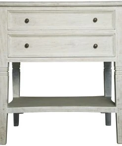 Noir QS Oxford 2-Drawer Side Table, White Wash