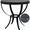 Noir Byron Side Table, Black Metal With Marble