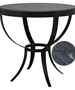 Noir Byron Side Table, Black Metal With Marble