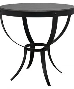 Noir Byron Side Table, Black Metal With Marble