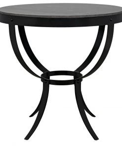 Noir Byron Side Table, Black Metal With Marble