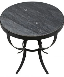 Noir Byron Side Table, Black Metal With Marble