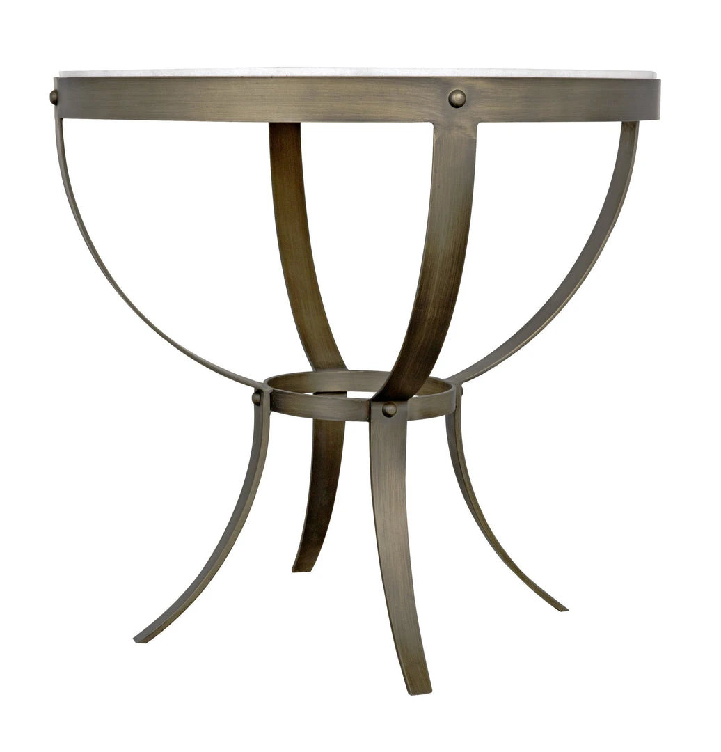 Noir Byron Side Table, Aged Brass Finish With White Marble Side & End Tables 13 Noir Byron Side Table, Aged Brass Finish With White Marble Side & End Tables