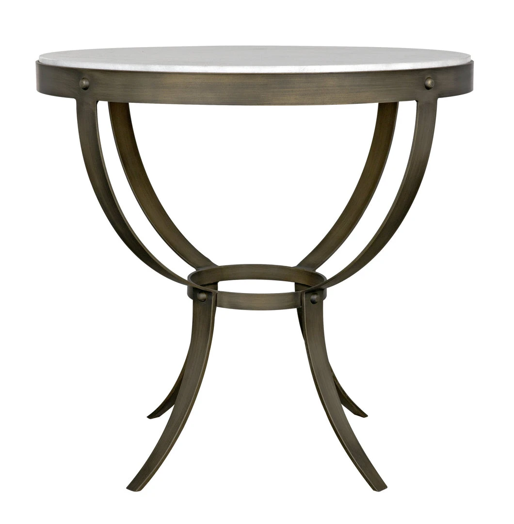 Noir Byron Side Table, Aged Brass Finish With White Marble Side & End Tables 5 Noir Byron Side Table, Aged Brass Finish With White Marble Side & End Tables
