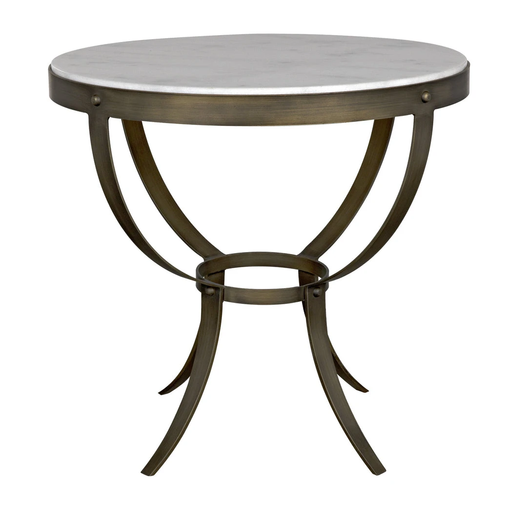 Noir Byron Side Table, Aged Brass Finish With White Marble Side & End Tables 6 Noir Byron Side Table, Aged Brass Finish With White Marble Side & End Tables