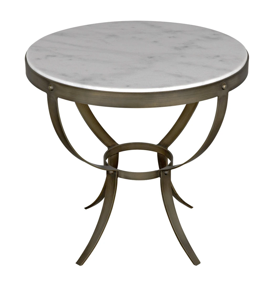 Noir Byron Side Table, Aged Brass Finish With White Marble Side & End Tables 8 Noir Byron Side Table, Aged Brass Finish With White Marble Side & End Tables