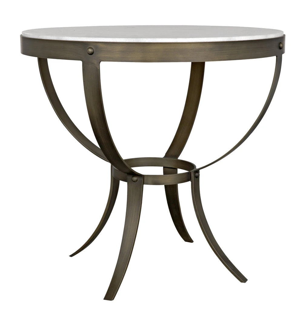 Noir Byron Side Table, Aged Brass Finish With White Marble Side & End Tables 9 Noir Byron Side Table, Aged Brass Finish With White Marble Side & End Tables
