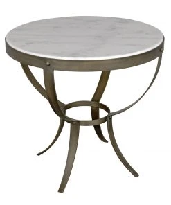 Noir Byron Side Table, Aged Brass Finish With White Marble Side & End Tables 23 Noir Byron Side Table, Aged Brass Finish With White Marble Side & End Tables