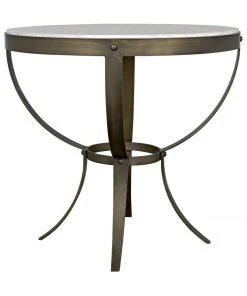 Noir Byron Side Table, Aged Brass Finish With White Marble Side & End Tables 24 Noir Byron Side Table, Aged Brass Finish With White Marble Side & End Tables