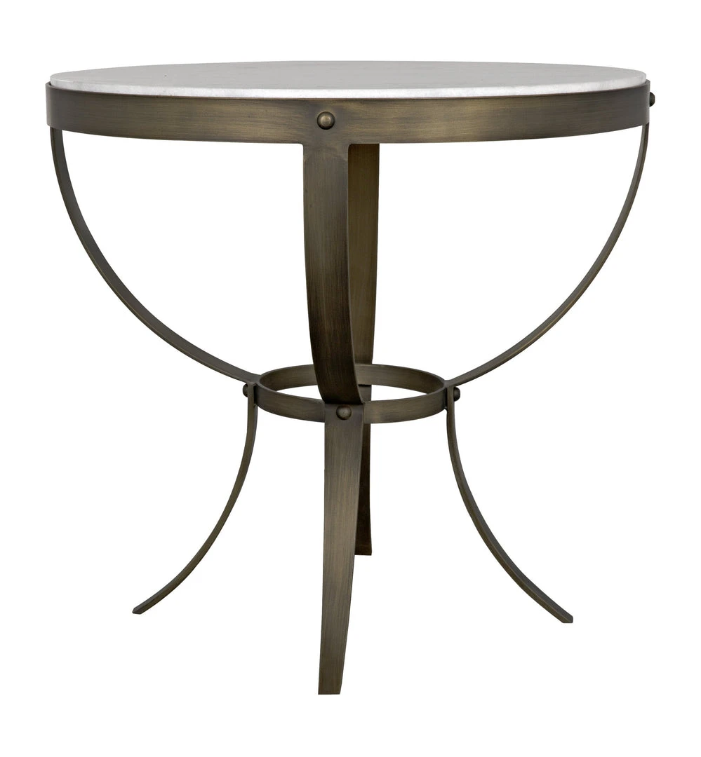 Noir Byron Side Table, Aged Brass Finish With White Marble Side & End Tables 11 Noir Byron Side Table, Aged Brass Finish With White Marble Side & End Tables