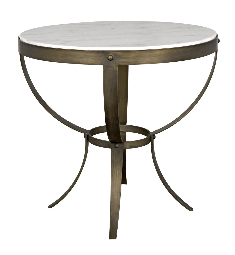 Noir Byron Side Table, Aged Brass Finish With White Marble Side & End Tables 12 Noir Byron Side Table, Aged Brass Finish With White Marble Side & End Tables