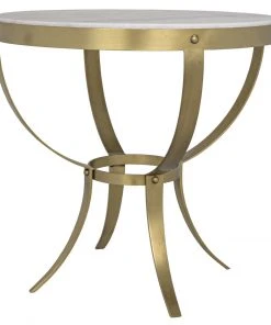 Side & End Tables Noir Byron Side Table, Antique Brass And Stone