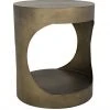 Noir Eclipse Round Side Table, Metal With Aged Brass Finish 1 Noir Eclipse Round Side Table, Metal With Aged Brass Finish