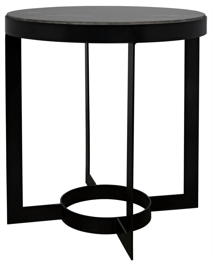 Noir Parker Side Table, Black Steel With Black Marble 3 Noir Parker Side Table, Black Steel With Black Marble