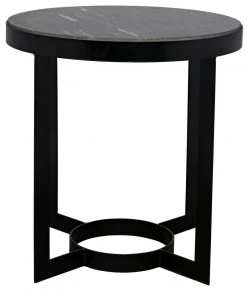 Noir Parker Side Table, Black Steel With Black Marble 8 Noir Parker Side Table, Black Steel With Black Marble