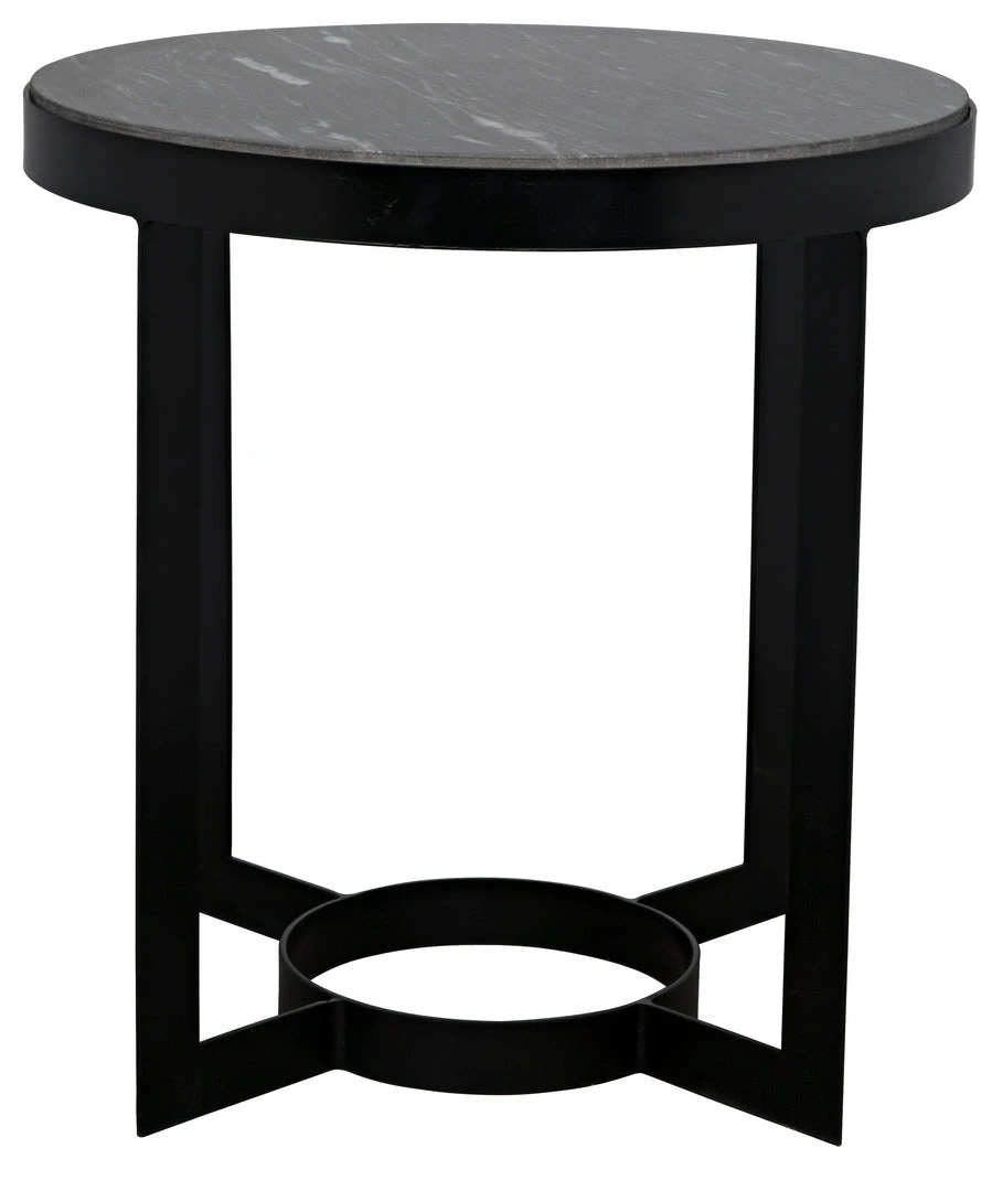 Noir Parker Side Table, Black Steel With Black Marble 4 Noir Parker Side Table, Black Steel With Black Marble