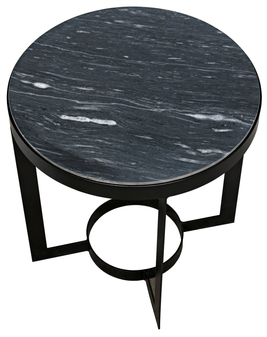 Noir Parker Side Table, Black Steel With Black Marble 6 Noir Parker Side Table, Black Steel With Black Marble