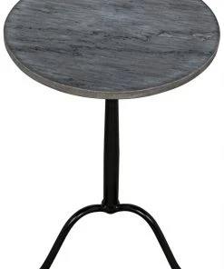 Noir Cosmopolitan Side Table, Black Steel With Marble