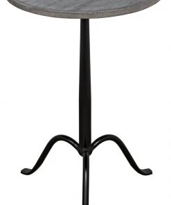 Noir Cosmopolitan Side Table, Black Steel With Marble