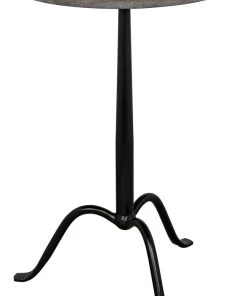 Noir Cosmopolitan Side Table, Black Steel With Marble