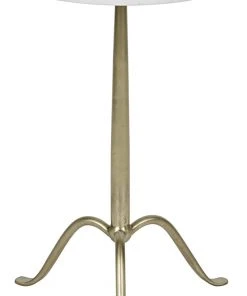 Noir Cosmopolitan Side Table, Antique Brass, Metal And Quartz