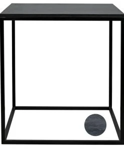Side & End Tables Noir Landon Side Table, Black Metal With Marble