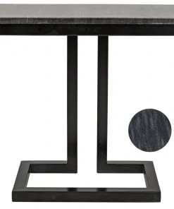 Noir Alonzo Side Table, Black Metal With Marble Side & End Tables