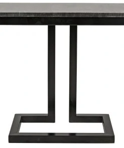 Noir Alonzo Side Table, Black Metal With Marble Side & End Tables