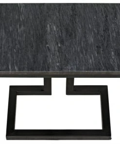 Noir Alonzo Side Table, Black Metal With Marble Side & End Tables