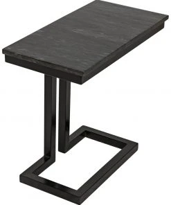 Noir Alonzo Side Table, Black Metal With Marble Side & End Tables