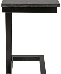 Noir Alonzo Side Table, Black Metal With Marble Side & End Tables