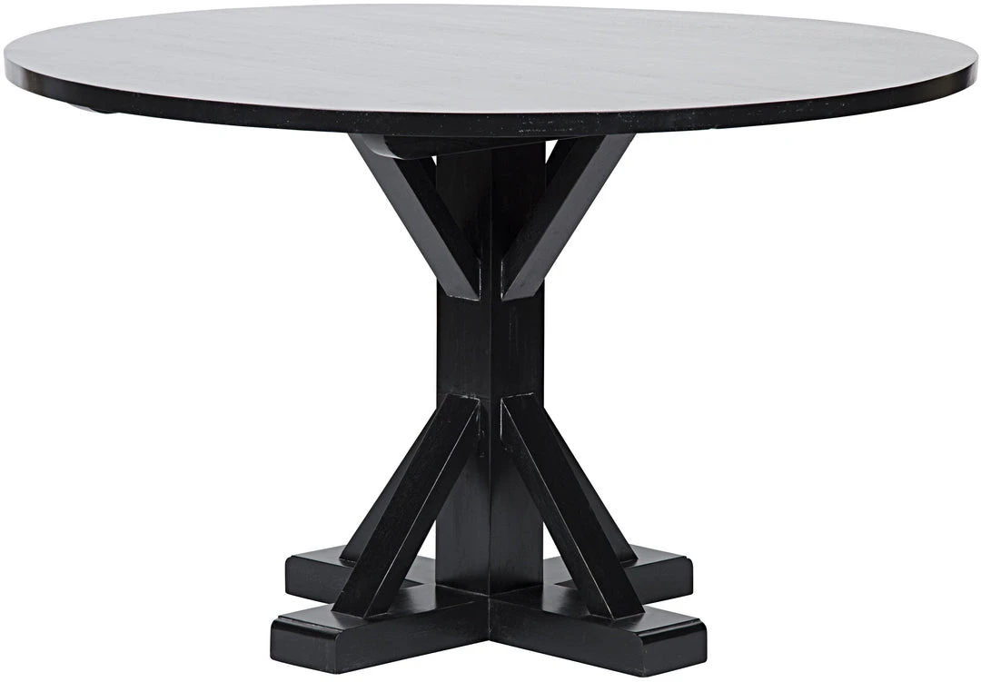 DINING ROOM Noir Criss-Cross Round Table, 48", Hand Rubbed Black 3 DINING ROOM Noir Criss-Cross Round Table, 48", Hand Rubbed Black