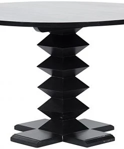 DINING ROOM Noir Zig-Zag Base Dining Table, 48", Hand Rubbed Black