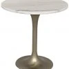 Side & End Tables Noir Laredo Table, 20", Antique Brass, White Marble Top